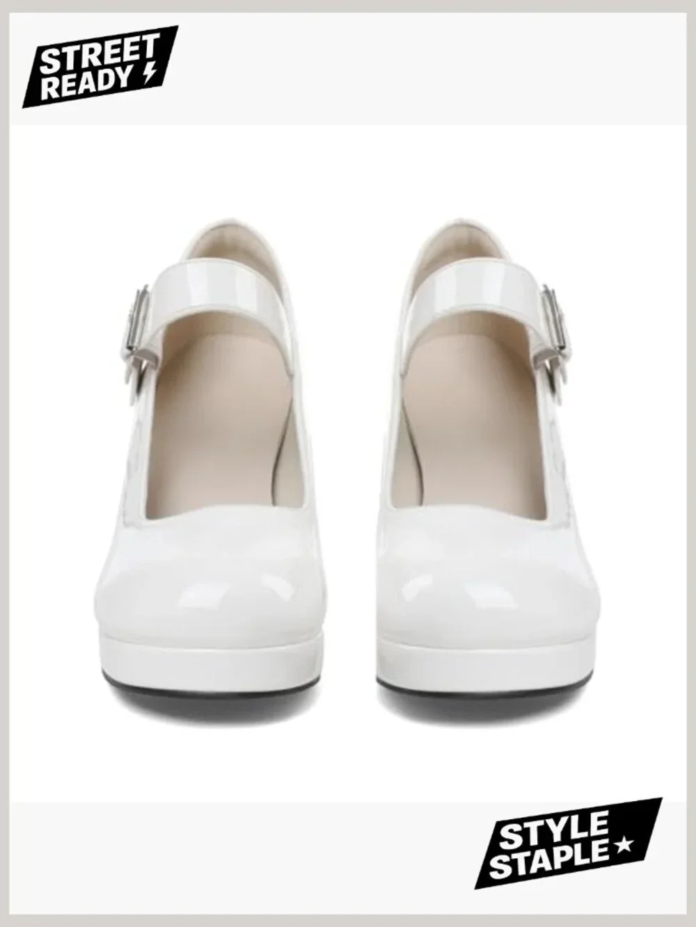 Women's Low Chunky Heel Mary Jane Pumps Ankle Buckle Strap Round Toe Dress Shoes - Picture 4 of 6